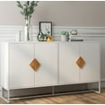 thumbnail image 1 of Astarth Storage Sideboard Cabinet White Modern 4 Doors Kitchen Buffet Cabinet Television Tables Entryway Cupboard Furniture with Solid Wood Square Handles and Metal Legs, 1 of 9