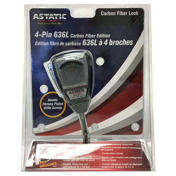 Astatic Noise-Canceling 4-Pin CB Mic 7.5-Foot Heavy-Duty Cord-Black