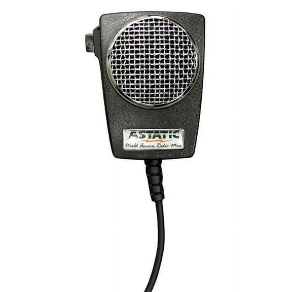 Astatic D104M6B4B Model D104 Durable Amplified 4-Pin Power Microphone, Black