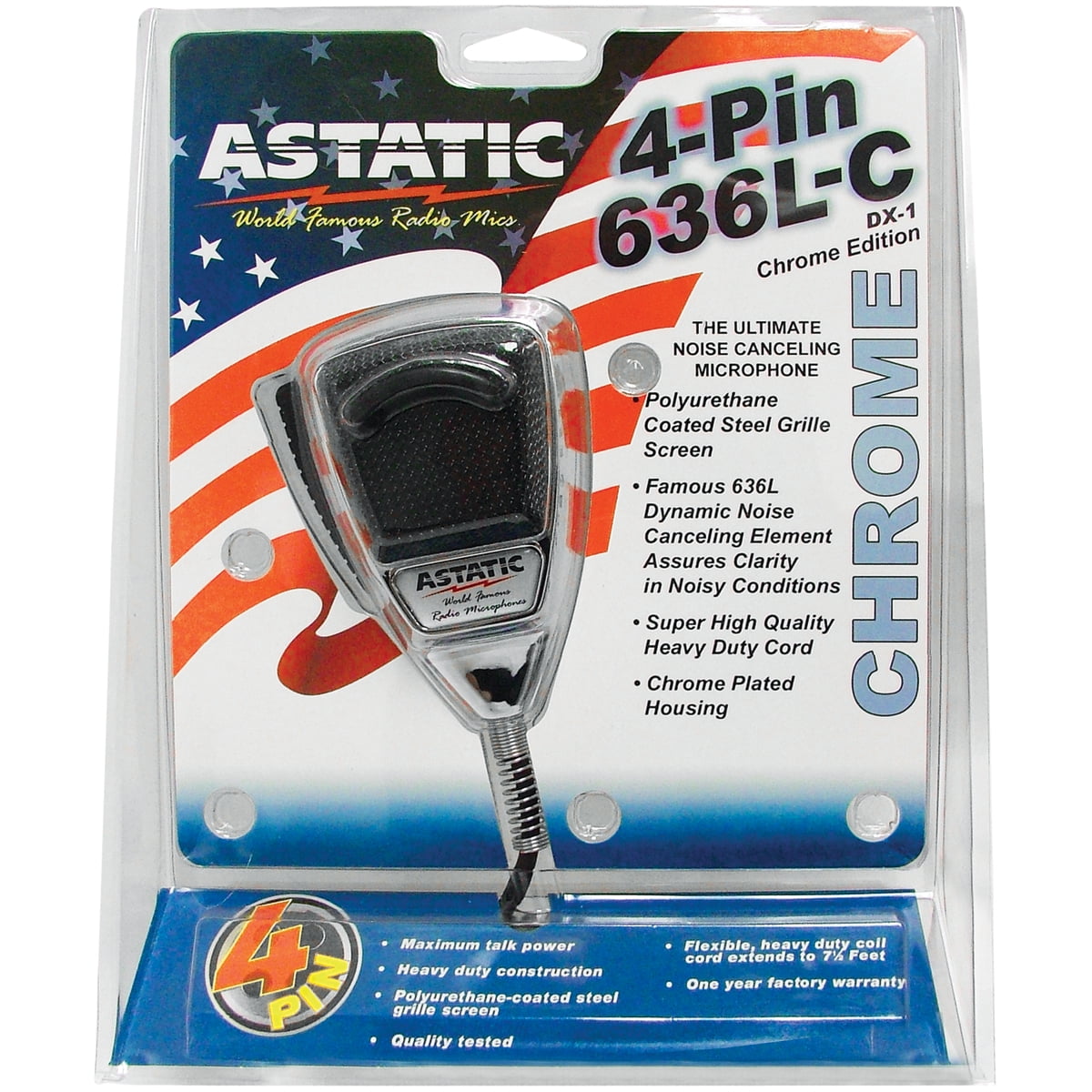 Astatic Noise Cancelling 4-Pin CB Mic Chrome - Walmart.com