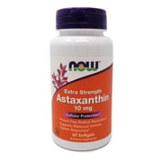 NOW Supplements, Astaxanthin 10mg, Extra Strength, Derived from Non-GMO Haematococcus Pluvialis Microalgae 60 Softgels