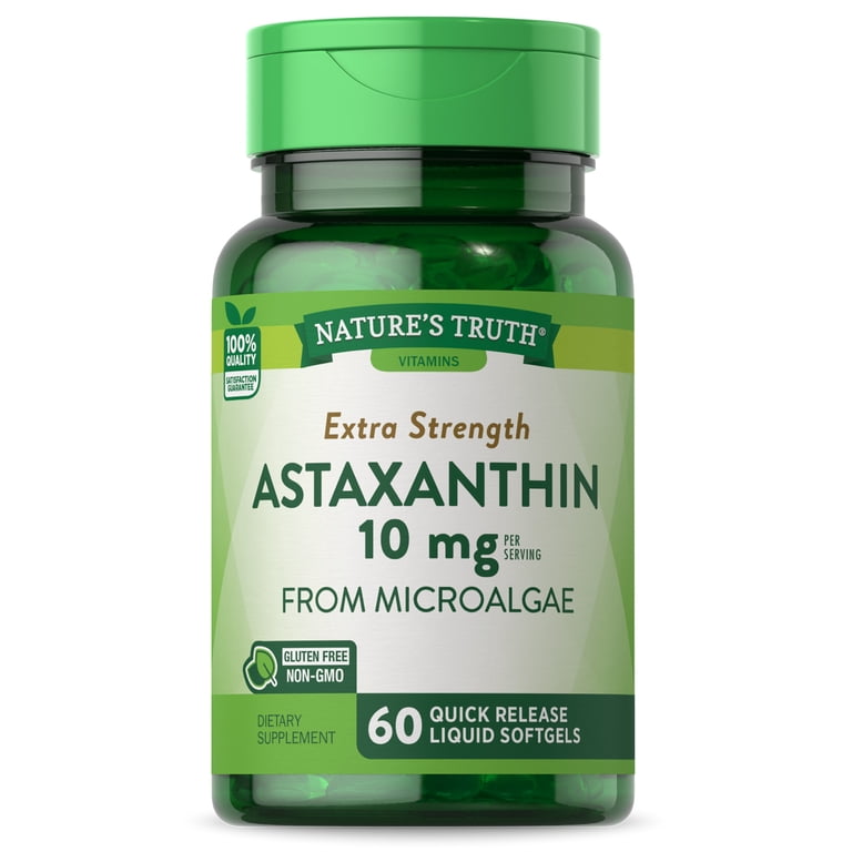 Astaxanthin 10mg | 60 Softgels | Extra Strength | Non-GMO & Gluten Free Supplement | by Nature's Truth Astaxanthin 10mg | 60 Softgels | Extra Strength | Non-GMO & Gluten Free Supplement | by Nature's Truth