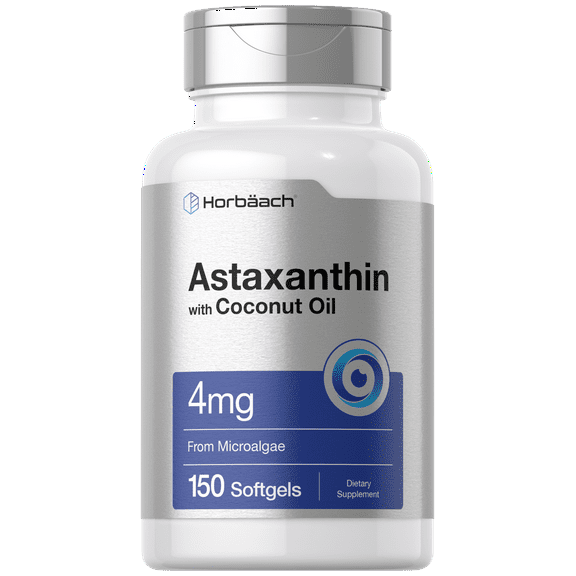 Astaxanthin 4mg | 150 Softgels | with Coconut Oil | Supplement from Microalgae | by Horbaach