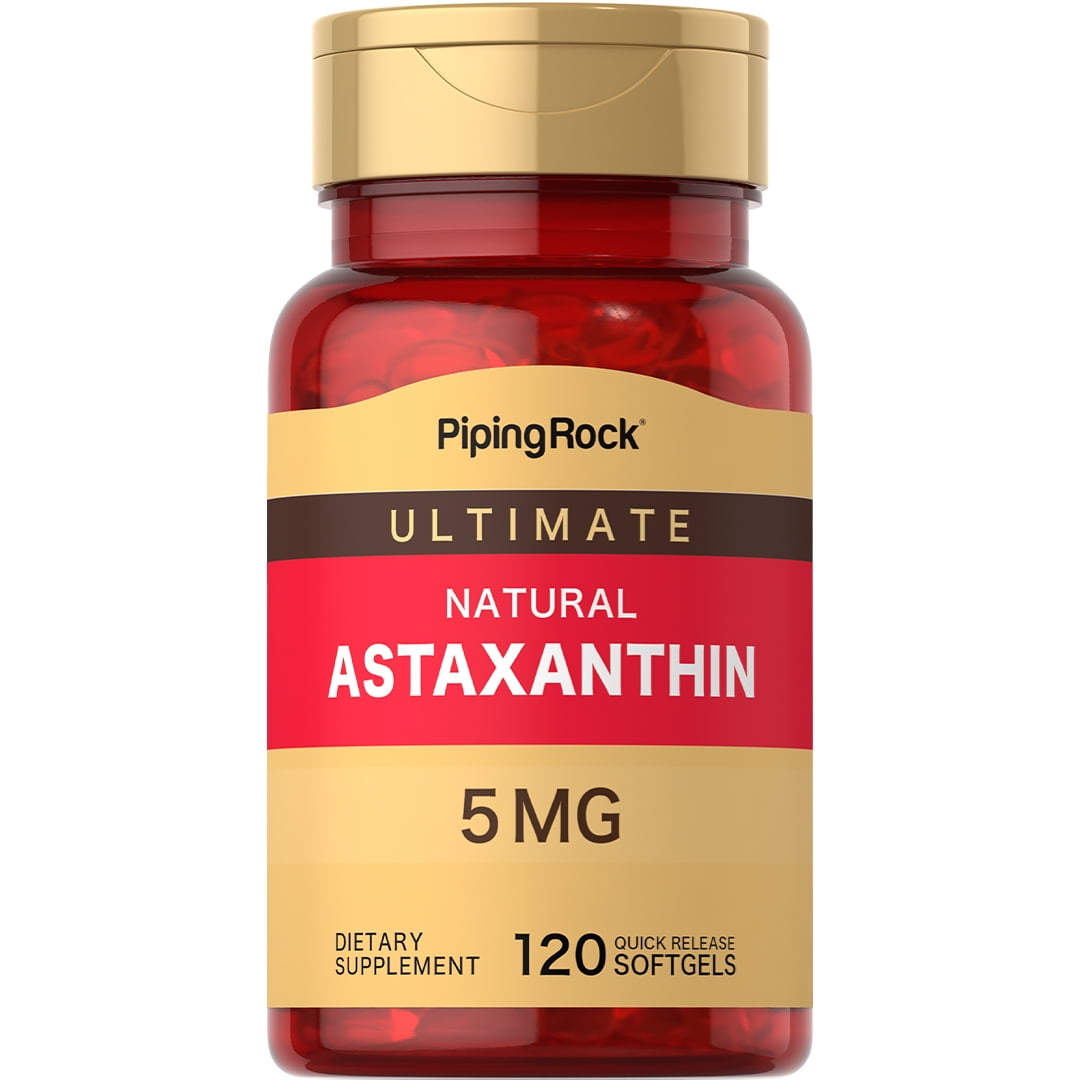 Complément Alimentaire Astaxanthine 5 Mg Piping Rock - 120 Capsules Molles - Date Péremption 10/2027
