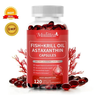 Astaxanthin Capsule - Antarctic Krill Oil 600 mg - Omega-3 EPA, DHA - Antioxidant Supplement to Support Eye, Skin, Joint & Immune System Health