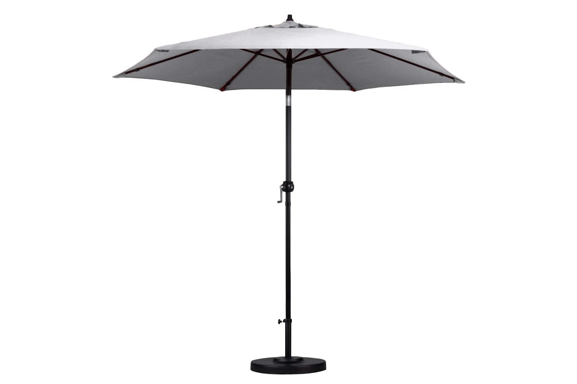 9 ft. Taupe Polyester Market Umbrella with Black Steel Pole