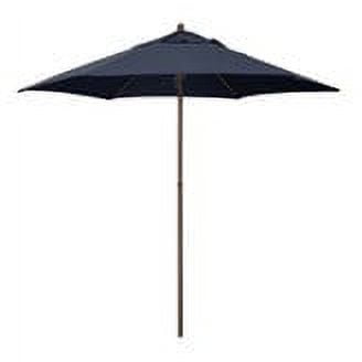 Astella 194061635636 9 ft. Wood-Grained Steel Market Patio Umbrella with Push Lift in Navy Blue Polyester