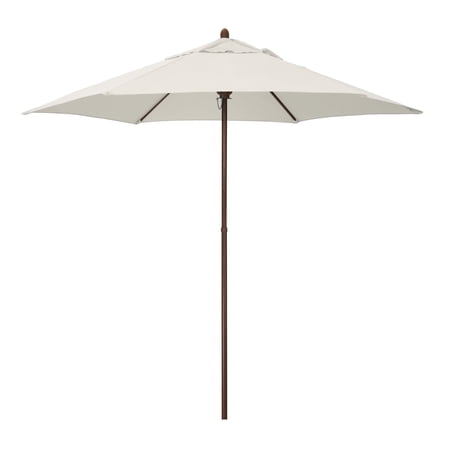 Astella 98" Natural Solid Print Hexagon Market Patio Umbrella