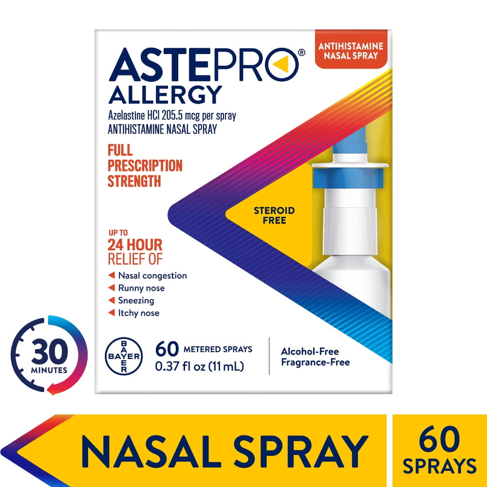 Astepro Allergy Relief Antihistamine Nasal Spray, Steroid Free, 24-Hour Relief, 60 Metered Sprays