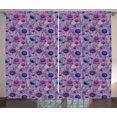 thumbnail image 1 of Aster Curtains 2 Panels Set, Composition of Blossoming Flowers with Foliage Hand Drawn Garden, Window Drapes for Living Room Bedroom, 108W X 90L Inches, Magenta Brown and Blue Violet, by Ambesonne, 1 of 3