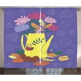 thumbnail image 1 of Aster Curtains 2 Panels Set, Flower Bucket Watering Can with Blooms with Autumn Leaves Yard Gardening Theme, Window Drapes for Living Room Bedroom, 108W X 96L Inches, Violet Multicolor, by Ambesonne, 1 of 3