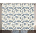 thumbnail image 1 of Aster Curtains 2 Panels Set, Soft Toned Floral Leaves Feminine Vintage Shabby Blossoms Botanical Ornamental, Window Drapes for Living Room Bedroom, 108W X 84L Inches, Slate Blue Beige, by Ambesonne, 1 of 3