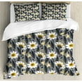 thumbnail image 1 of Aster Duvet Cover Set King Size, Daisy Petals Artistic Branches Growth Foliage Flora Refreshing Nature, Decorative 3 Piece Bedding Set with 2 Pillow Shams, Earth Yellow Grey White, by Ambesonne, 1 of 3