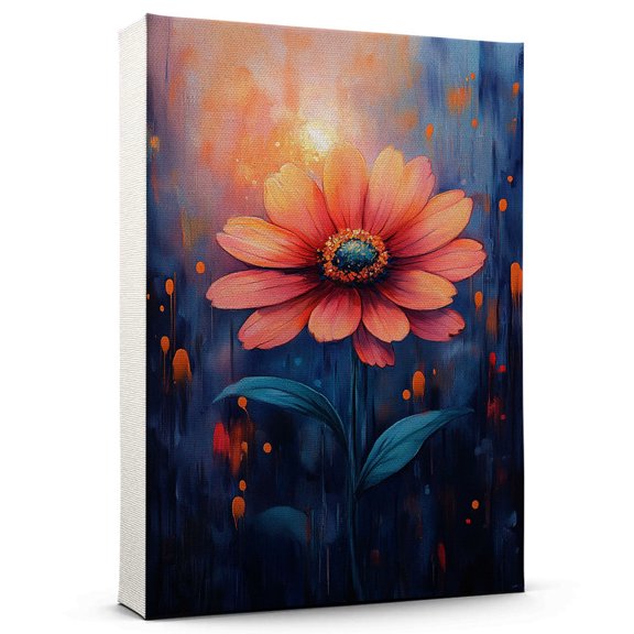 Aster Flower Canvas Wall Art 8x12 inches - Classic Cottage Aster Flower Watercolor Floral Canvas Wall Decoration