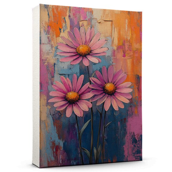 Aster Flower Canvas Wall Art 8x12 inches - Elegant Watercolor Floral Aster Flower Canvas Print Rustic Wall Decoration