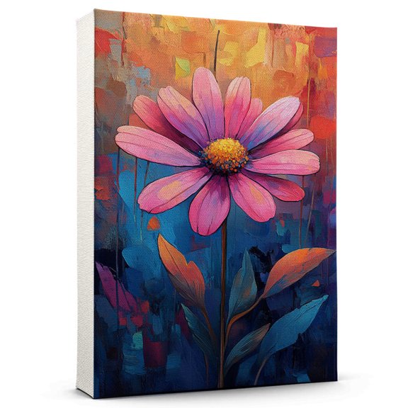 Aster Flower Canvas Wall Art 8x12 inches - French Vintage Botanical Aster Flower Canvas Decor for Elegant Bedroom