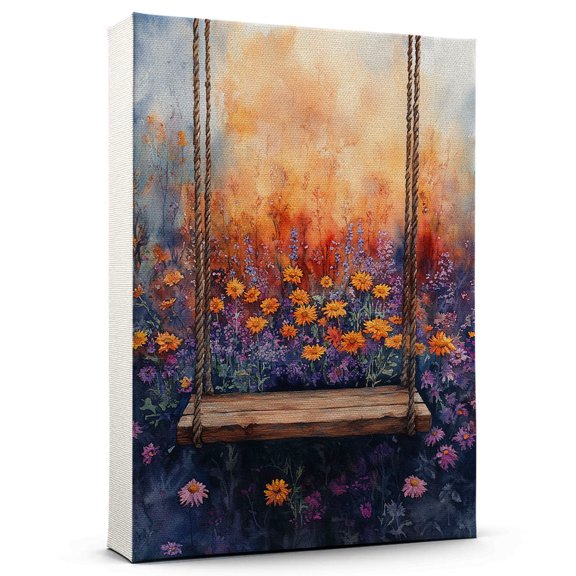 Aster Flower Canvas Wall Art 8x12 inches - Rustic Vintage Aster Flower Floral Canvas Art for Cottage Bedroom Decor