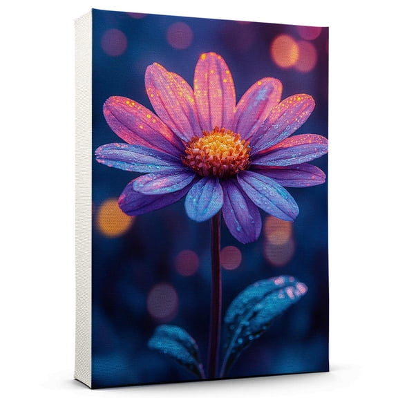 Aster Flower Canvas Wall Art 8x12 inches - Soft Watercolor Botanical Floral Aster Flower Canvas for Bedroom