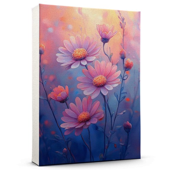 Aster Flower Canvas Wall Art 8x12 inches - Vintage Rustic Botanical Floral Aster Flower Canvas Artwork for Home