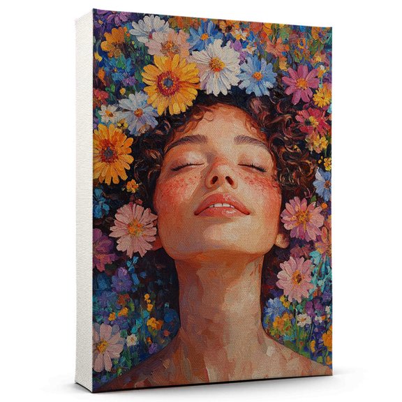 Aster Flower Canvas Wall Art 8x12 inches - Watercolor Aster Flower Canvas Wall Art Vintage Botanical Floral Decor for Living Room Bedroom