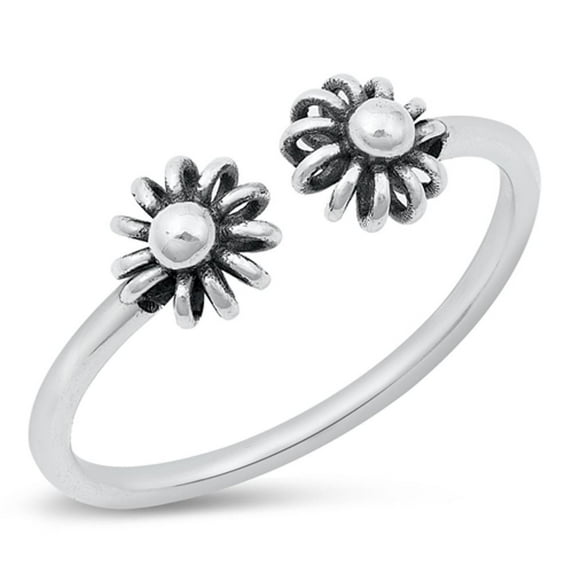 Aster Flower Open Adjustable Promise Ring .925 Sterling Silver Band Jewelry Female Male Size 8