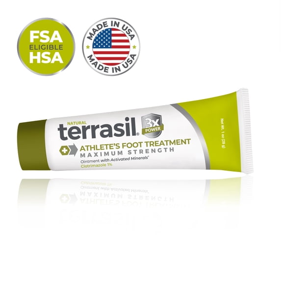 Terrasil Athletes Foot Cream with Clinically Proven 1% Clotrimazole, Extra Strength Antifungal Ointment for Treatment of Itchy Feet & Peeling Skin, for Men and Women (1oz)