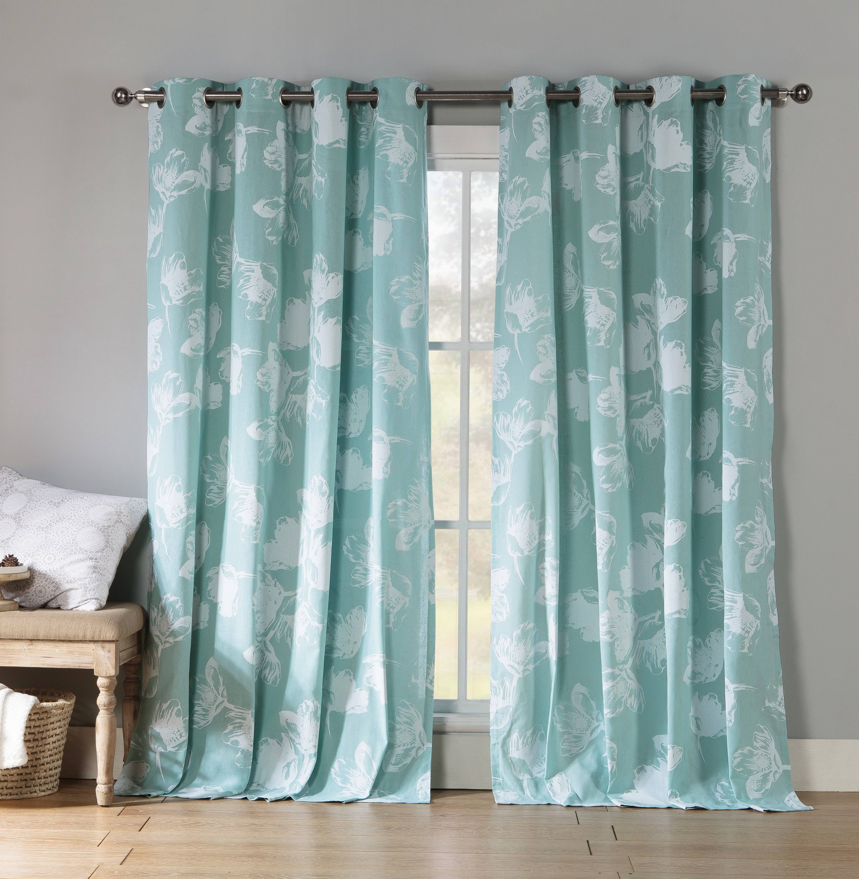 Aster Polycotton Fabric Grommet Window Curtain Set