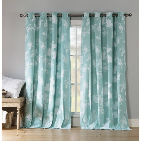 Aster Polycotton Fabric Grommet Window Curtain Set