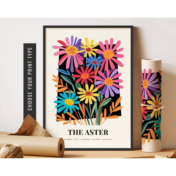 Aster September Birth Flower Wall Decor
