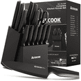 thumbnail image 1 of Astercook 14 Pieces Knife Set, Kitchen Knives Set with Built-in Sharpener, Healthy Anti-Rust Coating & German Stainless Steel Knife Block Sets, Dishwasher Safe Black, 1 of 2