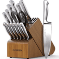 thumbnail image 1 of Astercook 16-Piece Kitchen Knife Set with Wooden Block and Dual Built-In Sharpener, Full Tang Design Knives Set with Ergonomic Steel Handles, Razor Sharp & Rust-Resistant, Walnut Brown, 1 of 9