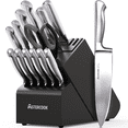 thumbnail image 1 of Astercook 16-Piece Kitchen Knife Set with Dual Built-in Sharpener, Full Tang Design Knives Set with Ergonomic Steel Handles, Razor Sharp & Rust-Resistant Knife Block Sets, Midnight Black, 1 of 9