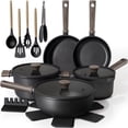 thumbnail image 1 of Astercook 18-Piece Pots and Pans Set, Black Titanium Induction Nonstick Cookware Set, Oven Safe to 480°F, Induction Compatible & Dishwasher Safe, Kitchen Cooking Set for RV Trips, Camping and Picnic, 1 of 10