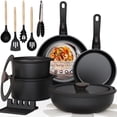 thumbnail image 1 of Astercook 20-Piece Pots and Pans Set, Nonstick Cookware Set with Detachable Handles, Oven & Dishwasher Safe, Induction Compatible, Stackable RV Kitchen Cooking Set, Black, 1 of 10