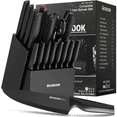 thumbnail image 1 of Astercook 20 Pieces Knife Set, Kitchen Knives Set with Built-in Sharpener,  Healthy Anti-Rust Coating & German Stainless Steel Knife Block Sets, Dishwasher Safe Black, 1 of 8