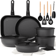 Astercook 22 Piece Pots and Pans Set Non Stick, Cookware Set with Detachable Handles, Induction Compatible & Oven Safe, Stackable Space-Saving Kitchen Cooking S
