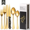 thumbnail image 1 of Astercook 49-Piece Gold Silverware Set with Steak Knives, Flatware Tableware Set for 8, Great Food-Grade Stainless Steel Cutlery Set, Mirror Polished Dining Utensils Set, Perfect for Home Restaurant, 1 of 7