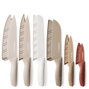 Astercook 6 Pieces Kitchen Knife Set, Knives Set with Anti-Rust Coating, Stainless Steel Chef Knife Sets with 6 Blade Guards Dishwasher Safe
