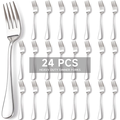 Astercook Dinner Fork Set, 24-Piece Premium Food-Grade Stainless Steel Forks Silverware, Mirror Polished & Dishwasher Safe, Heavy Duty Flatware Ideal for Kitchen, Restaurant & Party Use