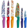 thumbnail image 1 of Astercook 6-Pieces Paisley Pattern Knife Set with Cover, Colorful Kitchen Knives Sets German Stainless Steel, Ideal Gift for Kitchen, Dishwasher Safe, 1 of 8