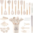 thumbnail image 1 of Astercook Silicone Cooking Utensils Set, 38 PCS Kitchen Utensils Set for 446°F Heat Resistant, Food Grade Utensil Sets with Wooden Handle, Kitchen Gadgets for Nonstick Cookware BPA Free (White), 1 of 9