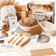 Astercook Sourdough Starter Kit, 56-Piece Bread Making Kit with Round & Oval Bread Proofing Baskets, Complete Sourdough Bread Baking Supplies Set, Perfect Gifts for Beginners & Home Bakers