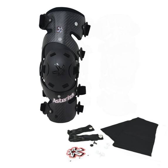 Asterisk Carbon Cell One - Advanced Knee Protector Brace (Left Only) for Motocross, Snowboarding, Wakeboarding, Off-Roading, Football, & More - Size Small