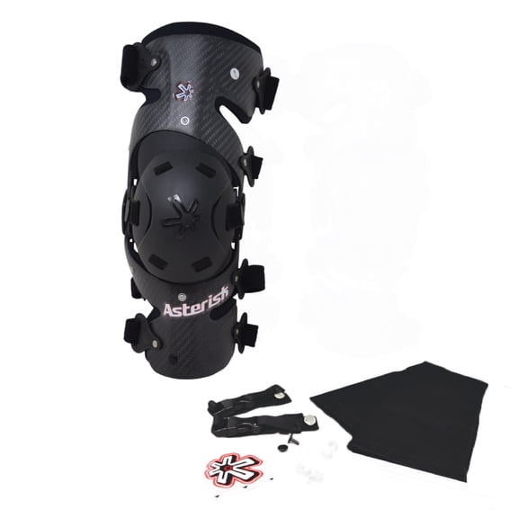 Asterisk Carbon Cell Pro - Advanced Knee Protector Brace (Left Only) for Motocross, Snowboarding, Wakeboarding, Off-Roading, Football ,& More - Size Small