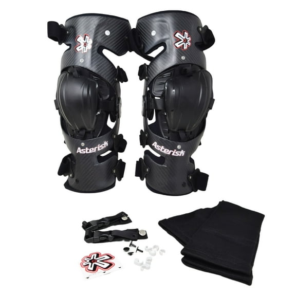 Asterisk Carbon Cell Pro - Advanced Knee Protector Braces (Pair- Left & Right) for Motocross, Supercross, and Off-Road Riders - Size Small