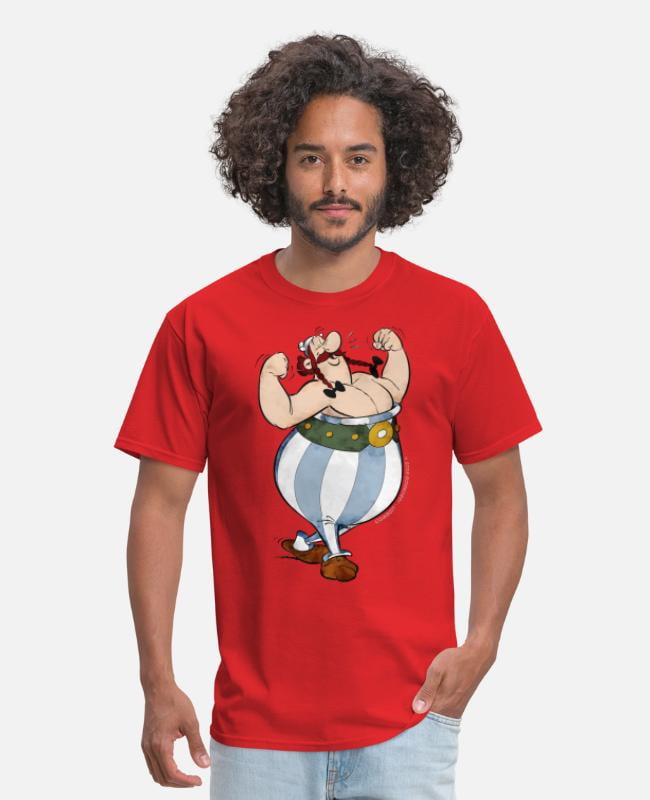 Asterix & Obelix Obelix Flexing Graphic on Men's T-Shirt - Fun and