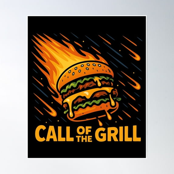 Asteroid Burger Call Of The Grill Poster Wall Art, Modern Wall Decor, 16x24 UNFRAMED