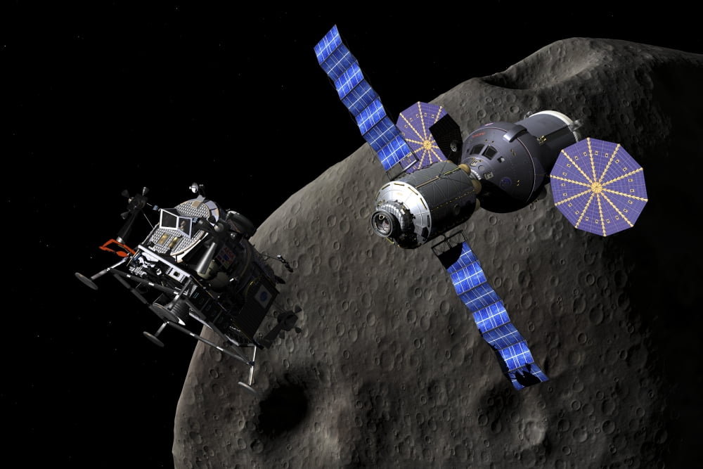 Asteroid Lander departs from Deep Space Vehicle Canvas Art - Walter MyersStocktrek Images (35 x 24)