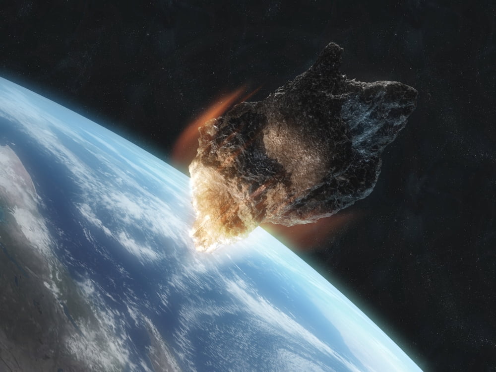 Asteroid in front of the Earth Canvas Art - Carbon LotusStocktrek Images (16 x 12)