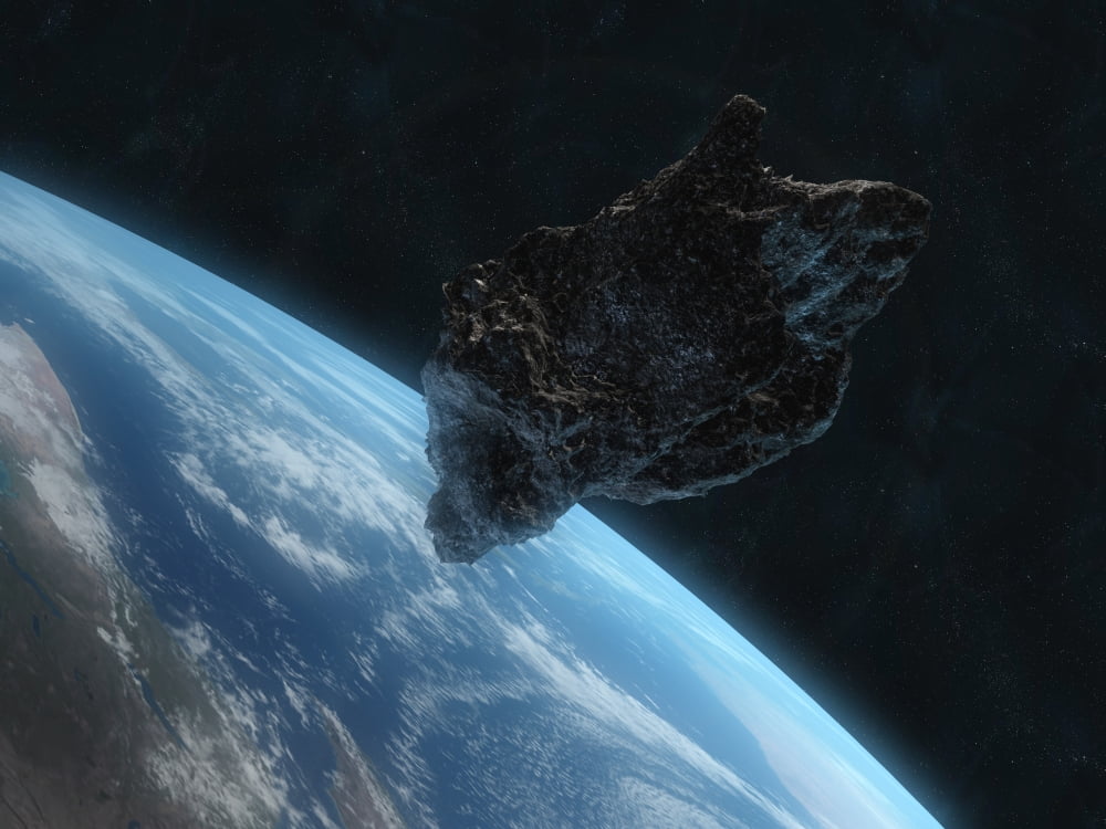Asteroid in front of the Earth Canvas Art - Carbon LotusStocktrek Images (32 x 24)